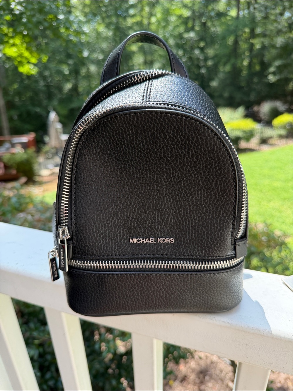 Michael Kors NWT Black Pebbled Leather Mini Backpack with Silver Hardware